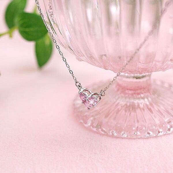 愛されハートネックレス！高品質キュービックジルコニア クリア