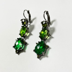 Vintage Joan Rivers Green Bijoux Dangle Pirced Earrings