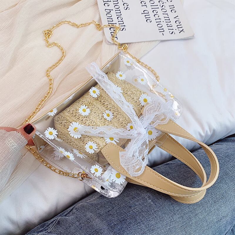 夏の小さなバッグ女性バッグ2020新しいトレンディな野生の透明なクロスボディバッグinsネット赤いショルダー小さな正方形のバッグ Tiancai_Wing_Bag9012706