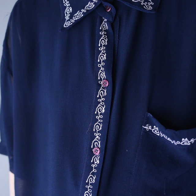 "刺繍" 蔦 motif design XXX over silhouette h/s shirt