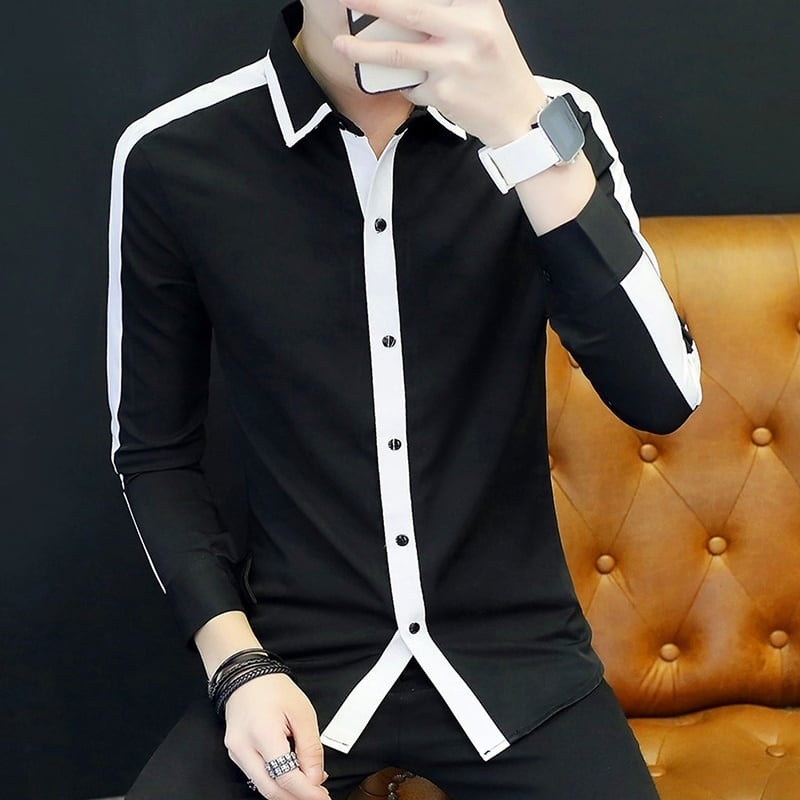 スタイリッシュ バイカラーシャツ 2カラー LB0053