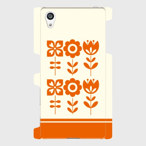 昭和デザイン花（橙） / Androidスマホケース（ハードケース）