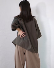 itochi - Wool & Kid mohair Tropical half sleeve shirt ：iridescent brown｜玉虫色トロピカル／キッドモヘア混／ションヘル織機