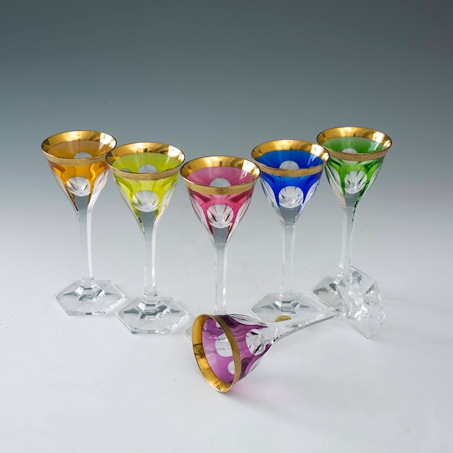 MOZER モーゼル ワイングラス バード6色揃い-