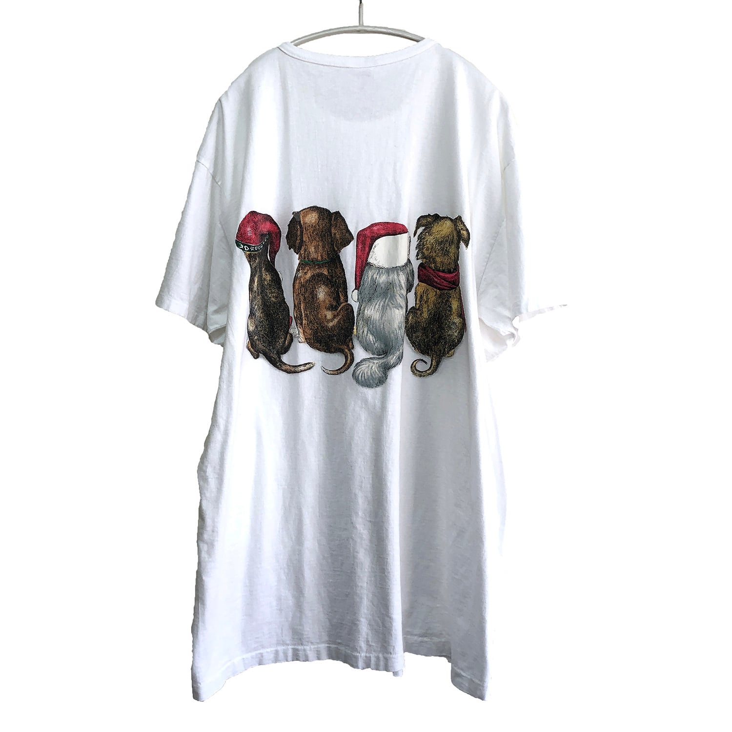 90S USA製 ヴィンテージ オールド 犬 クリスマス ワンピース Tシャツ