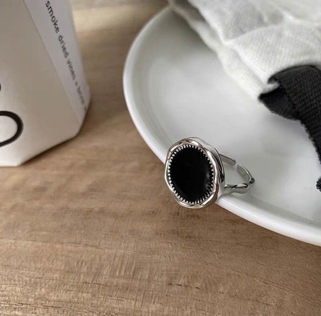 S925 Black impact ring  (R69)