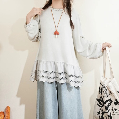 2色／裾カットワーク刺繍インナートップス ・12348