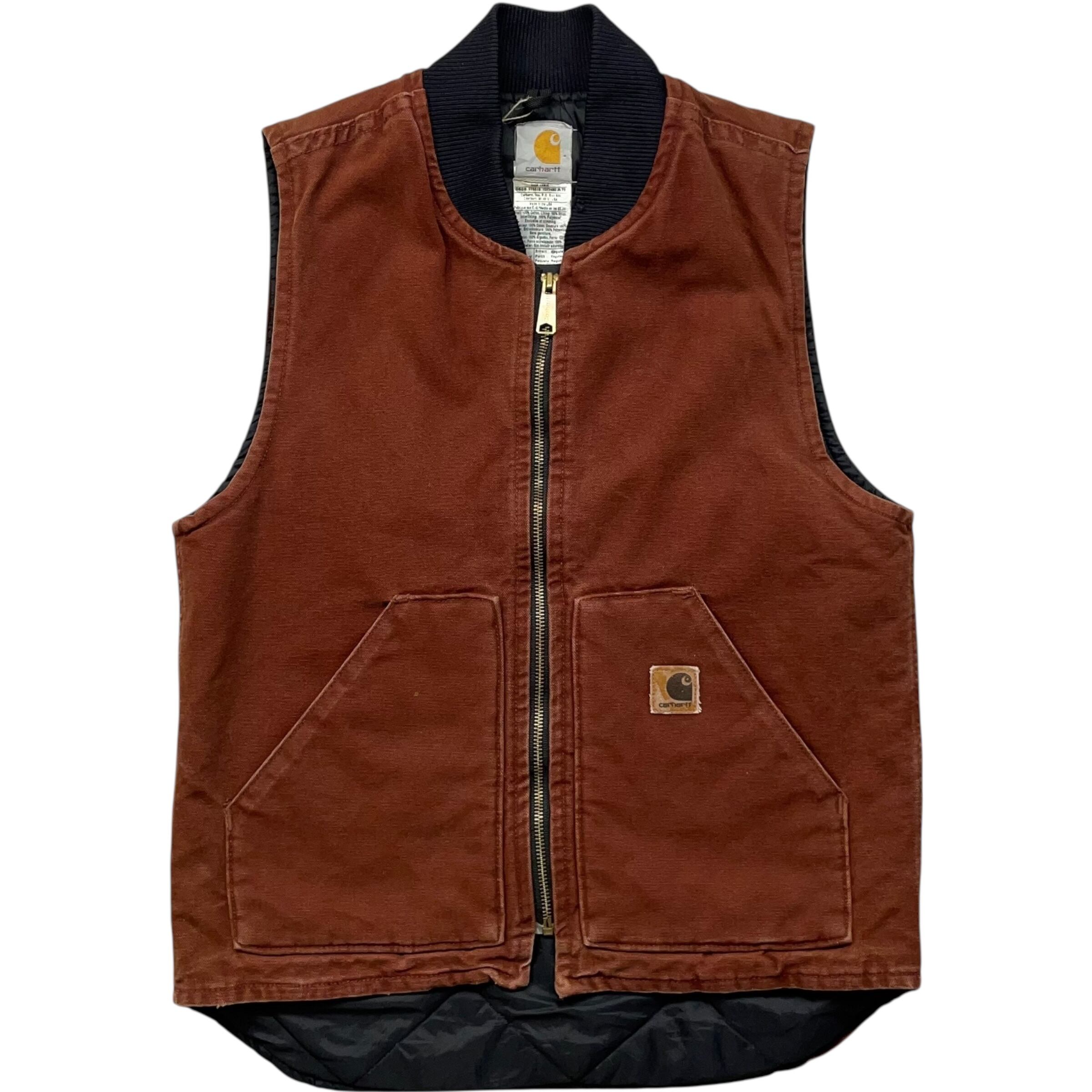 《S》 Carhartt カーハート 希少カラー ダックベスト ワークベスト 裏キルティング CLY USA製 no.8882