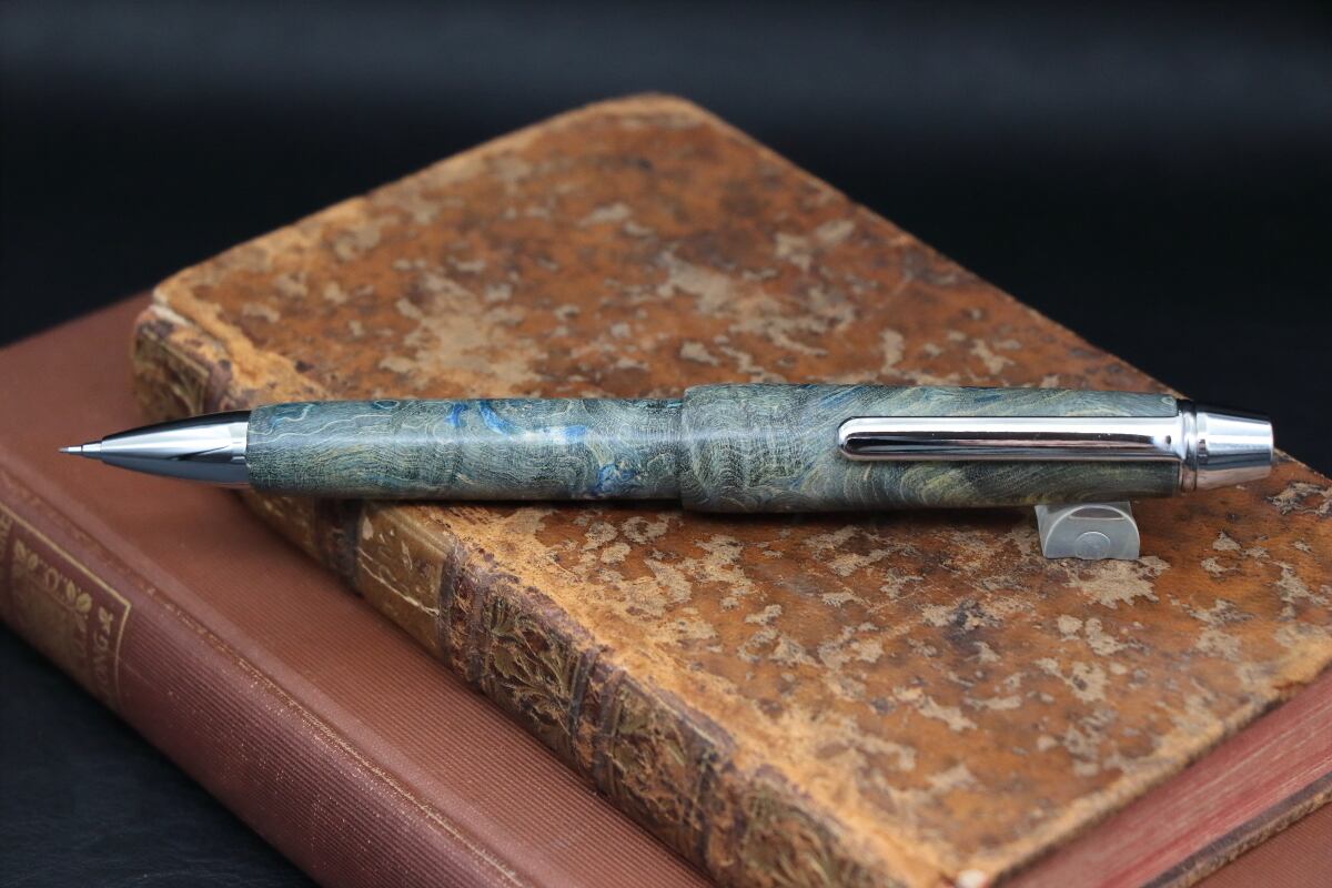 スタビライズドウッド メイプル 瘤杢 スレートグリーン・多機能ペン