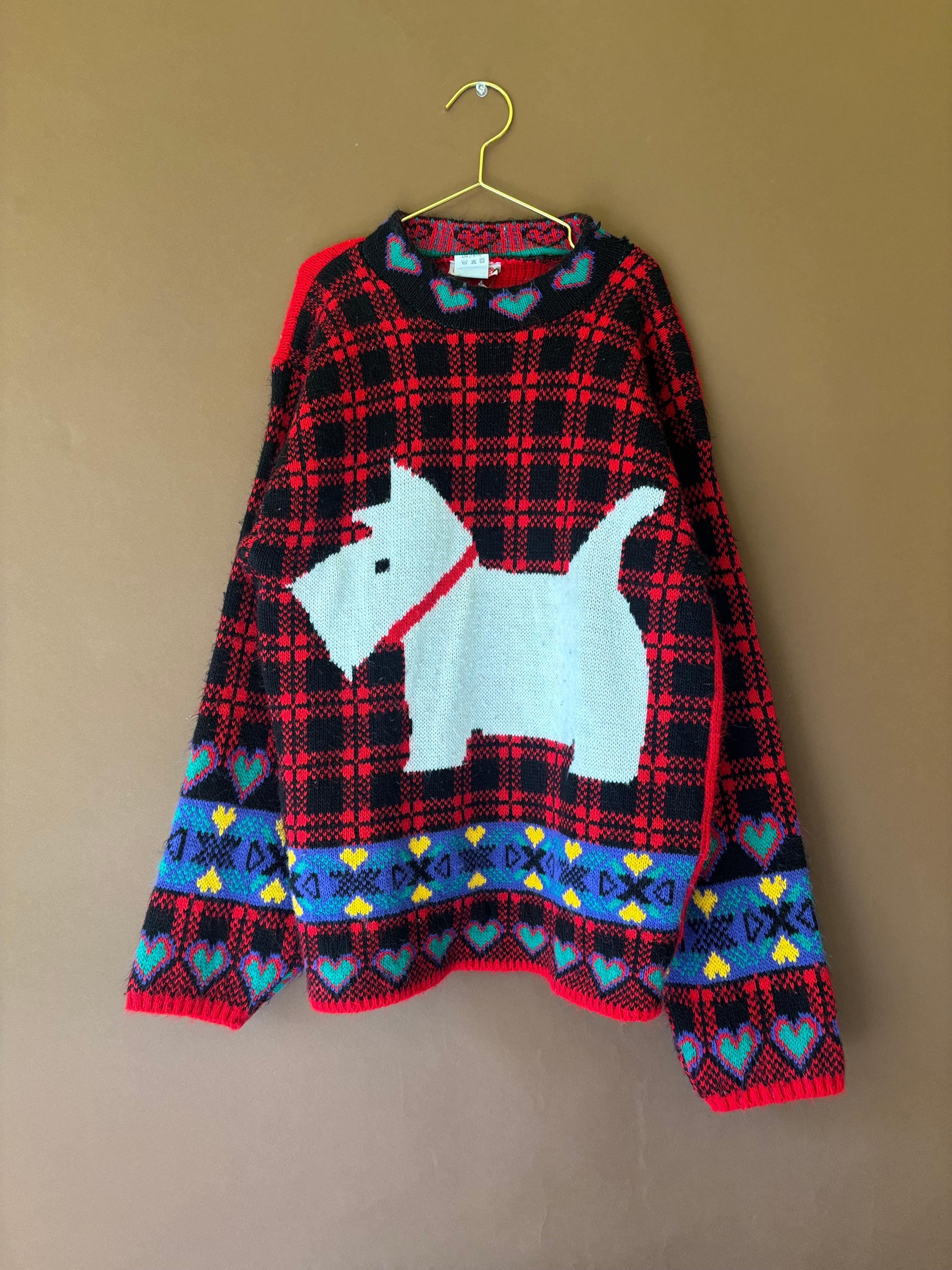 【KIDS vintage】 Scottish terrier sweater. about 8-10y