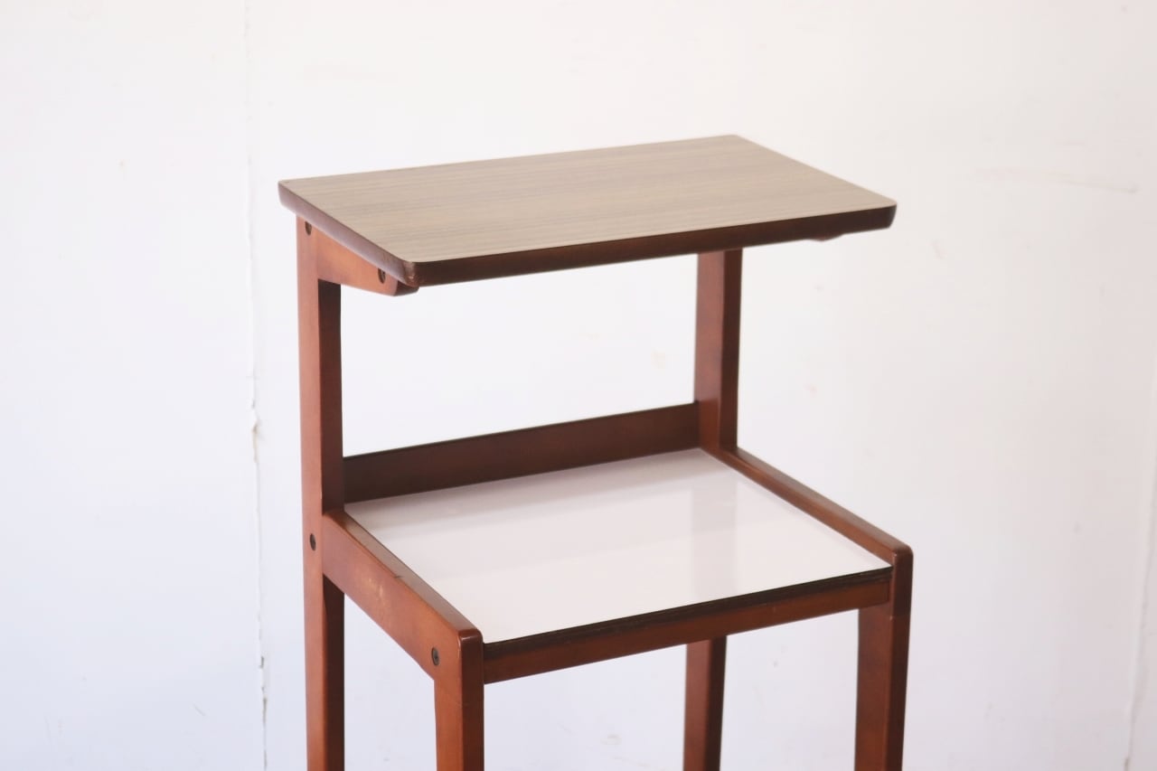 karimoku カリモク レトロ 電話台 花台 飾り台 木製 メラミン天板