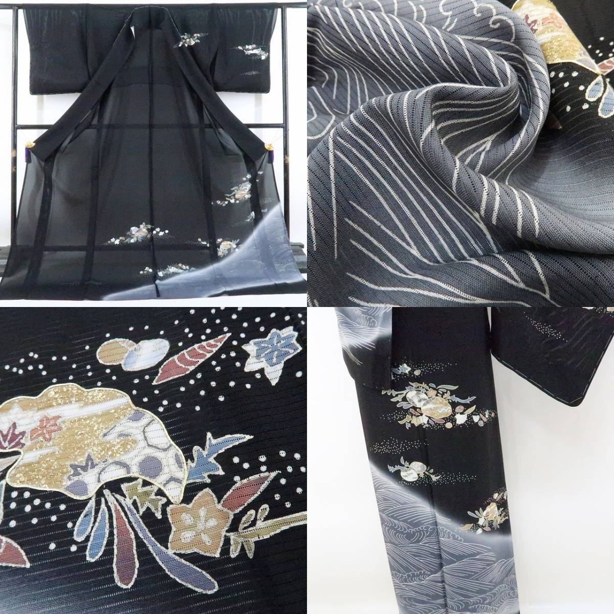 新品 絽 金駒刺繍 夏着物 仕付け糸付“お洒落な海のお祭り騒ぎ”訪問着 1648