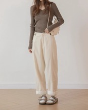 V-neck slim rib Knit T20334