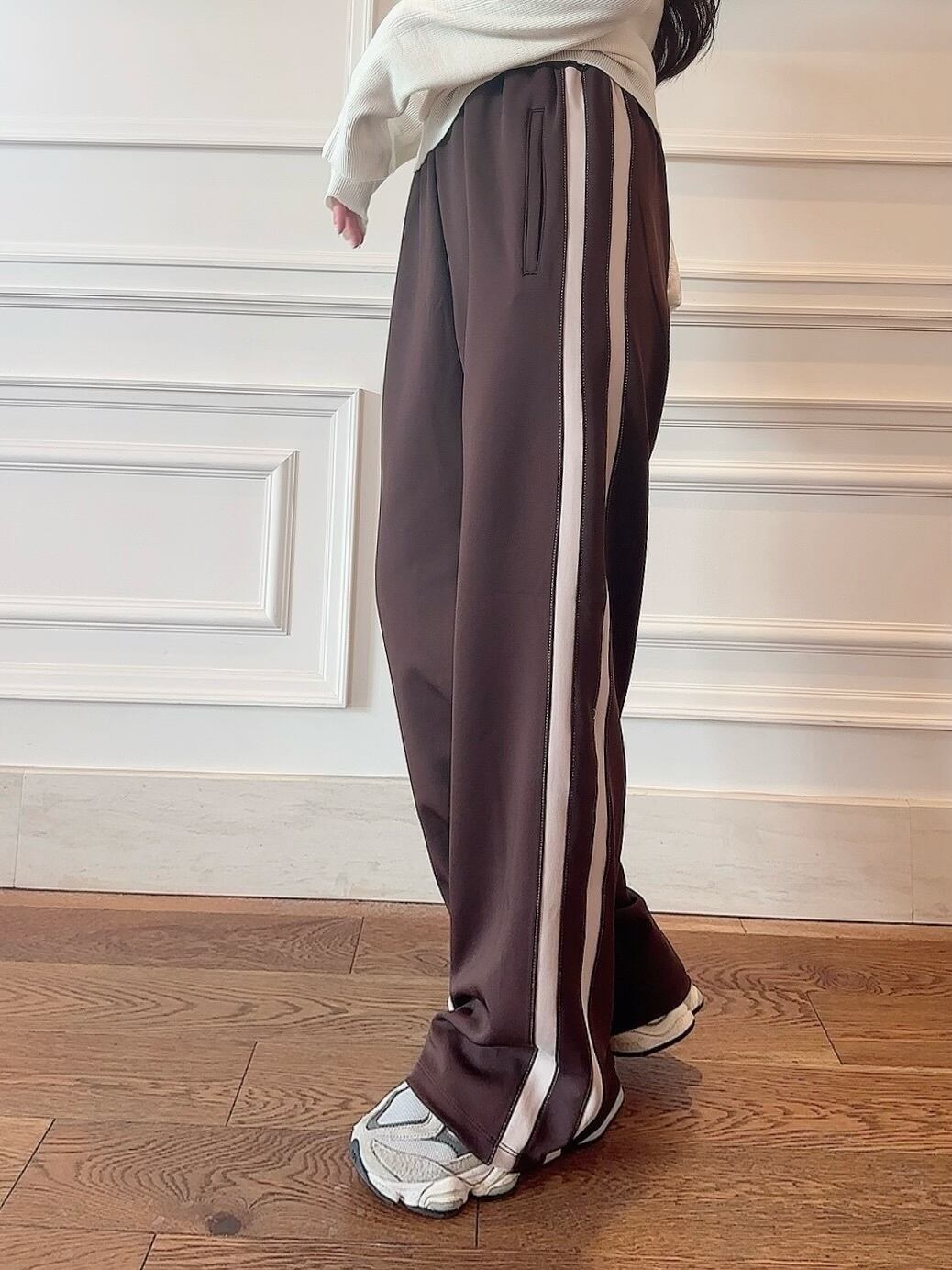 Line jersey pants / brown(10月中旬頃発送予定)