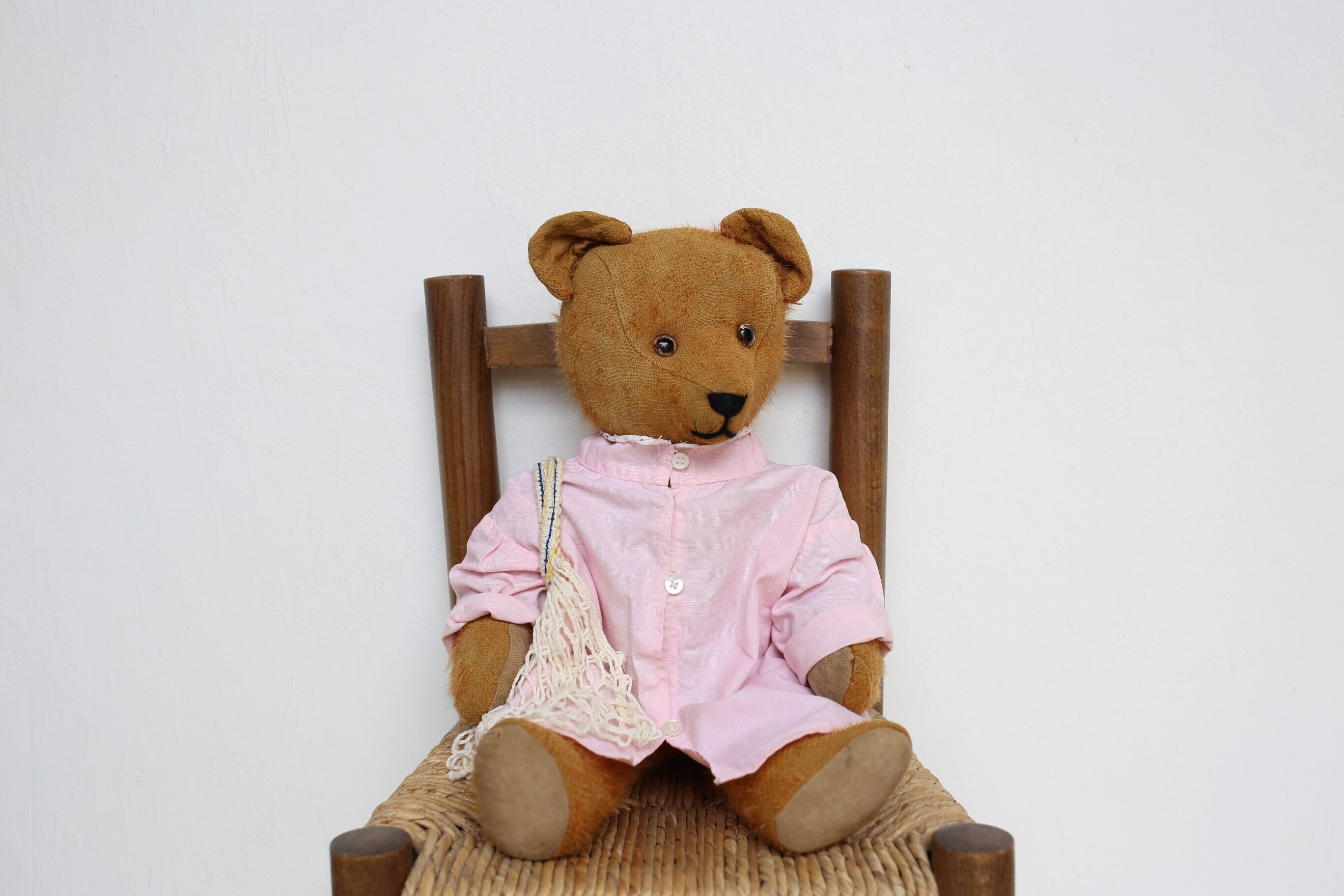 フランス アンティーク ヴィンテージ テディベア 『おめかししたベア』 N-03683