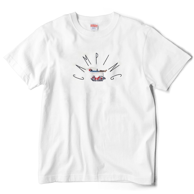 slowth 刺繍Tシャツ CAMPING (ホワイト)