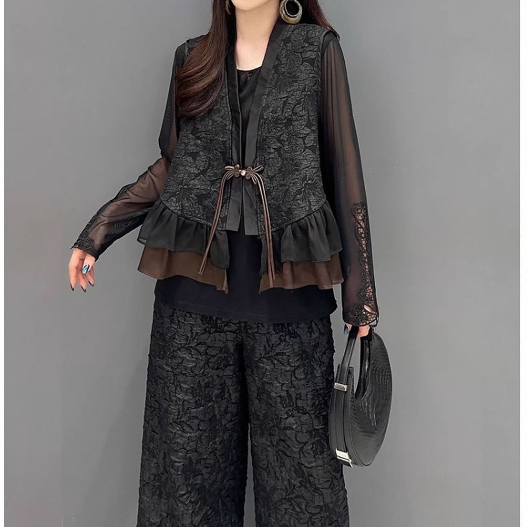 ツーピースジャガードベスト&ワイドパンツ ST0139