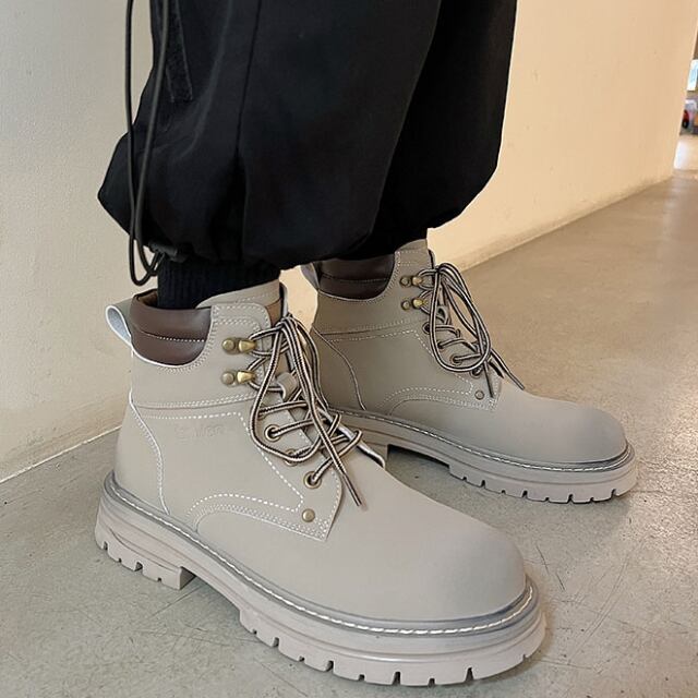 予約販売】ブーツ レザーシューズ ハイカット マット 編み上げ 革靴