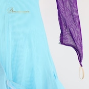 社交ダンス 衣装 スタンダードドレス ワンピース ドレス ブルー系 パープル系 セキネ SEKINE 日本製 紫 水色 フリル レース デモ 競技 パーティ 発表会 かわいい フォーマル ダンスパーティ 舞台衣装 おしゃれ ふんわり パーティー衣装 ダンス衣装