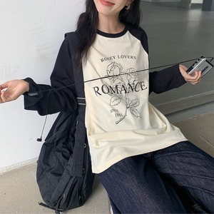raglan sleeve print t-shirt　J00188