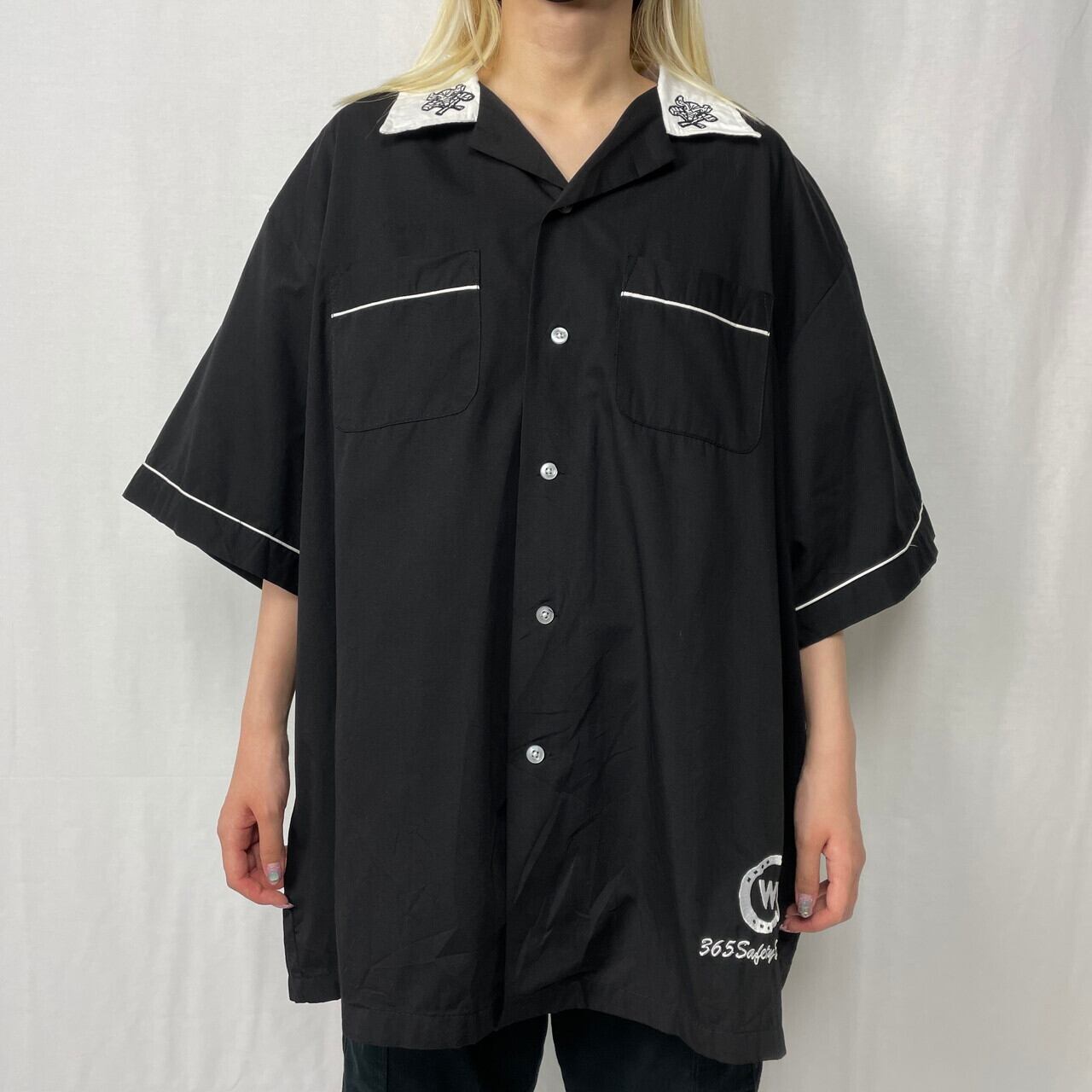 ビッグサイズ HILTON ヒルトン 刺繍 ボーリングシャツ メンズ2XL 古着 