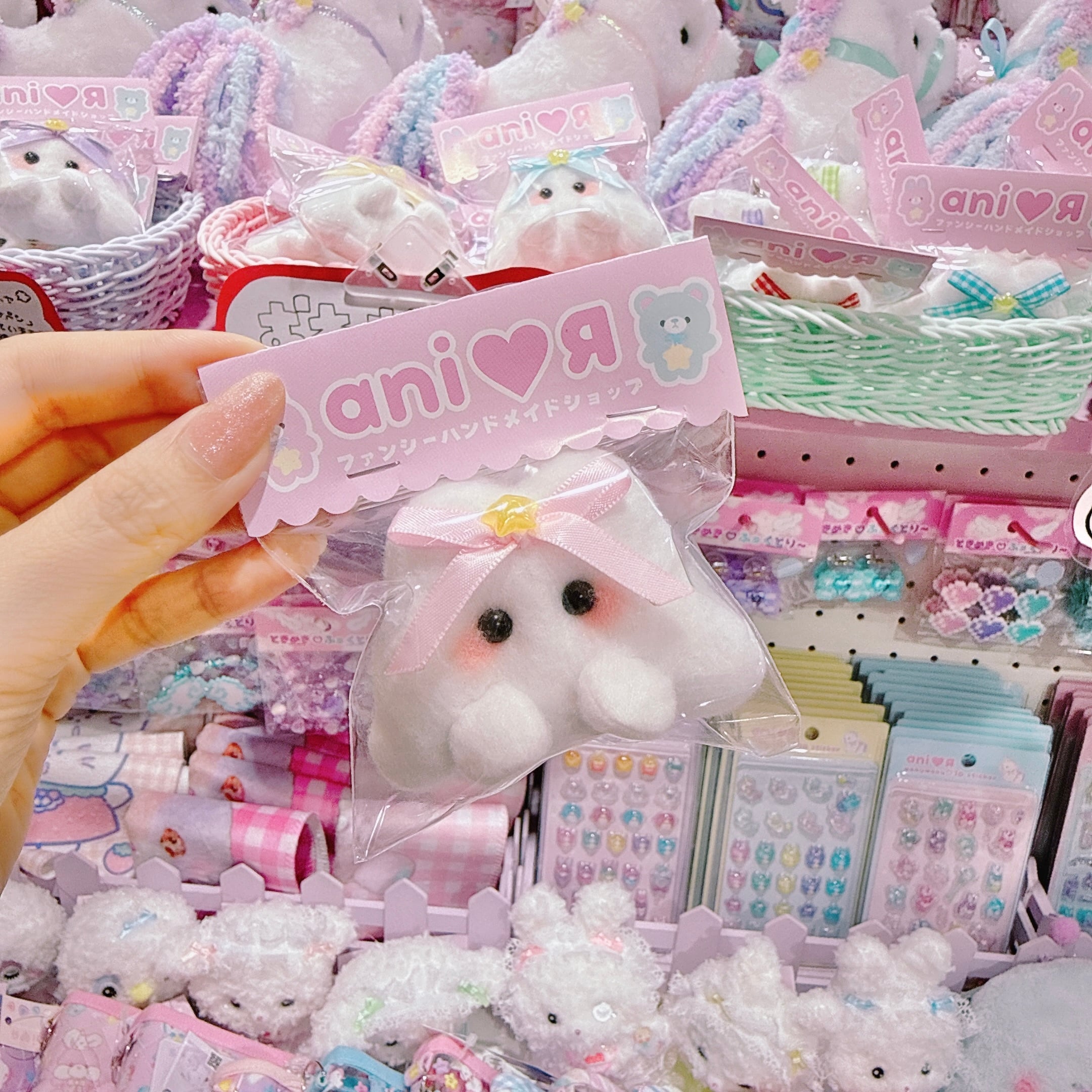 【AR】6-2ミニミニうさぎのおばけちゃん2wayピン（サテンPK）