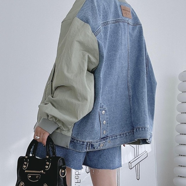 長袖 切り替え デニム ジャケット ◆2col R30143