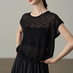 french sleeve sheer knit