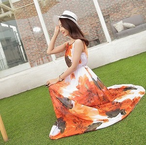 ★送料無料★M(9号)☆鮮やかなカラ－リングのマキシ丈ワンピース(OPN6825) 