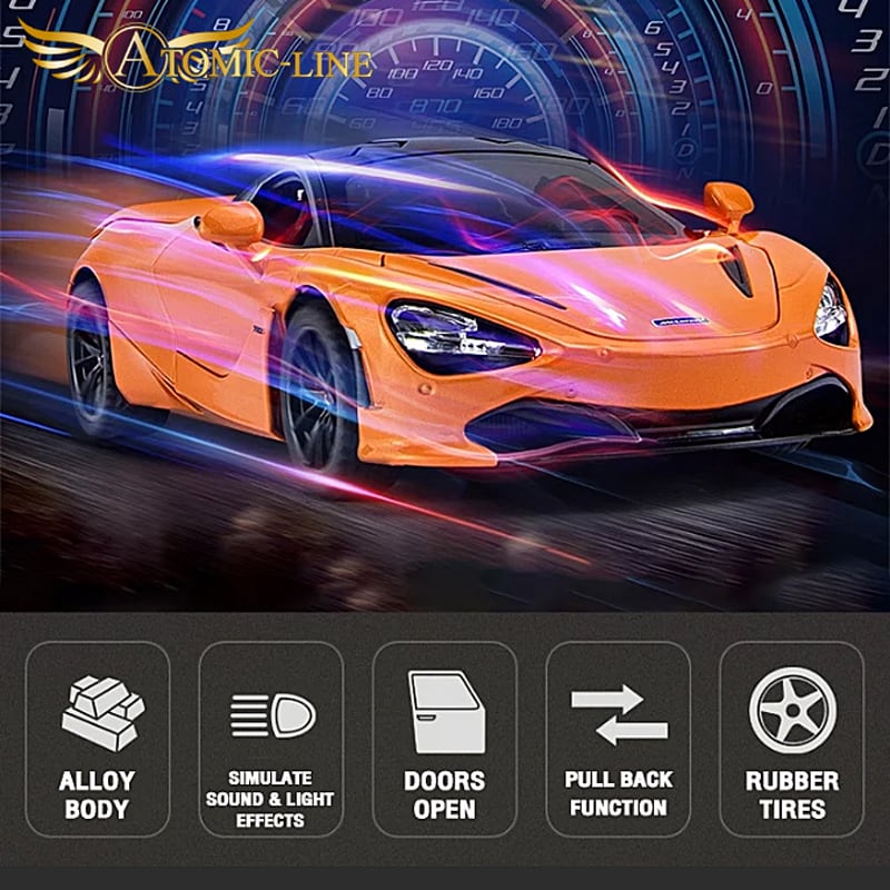 マクラーレン 720S Spider 1/24 ミニカー 全4色 ライト点灯 エンジン