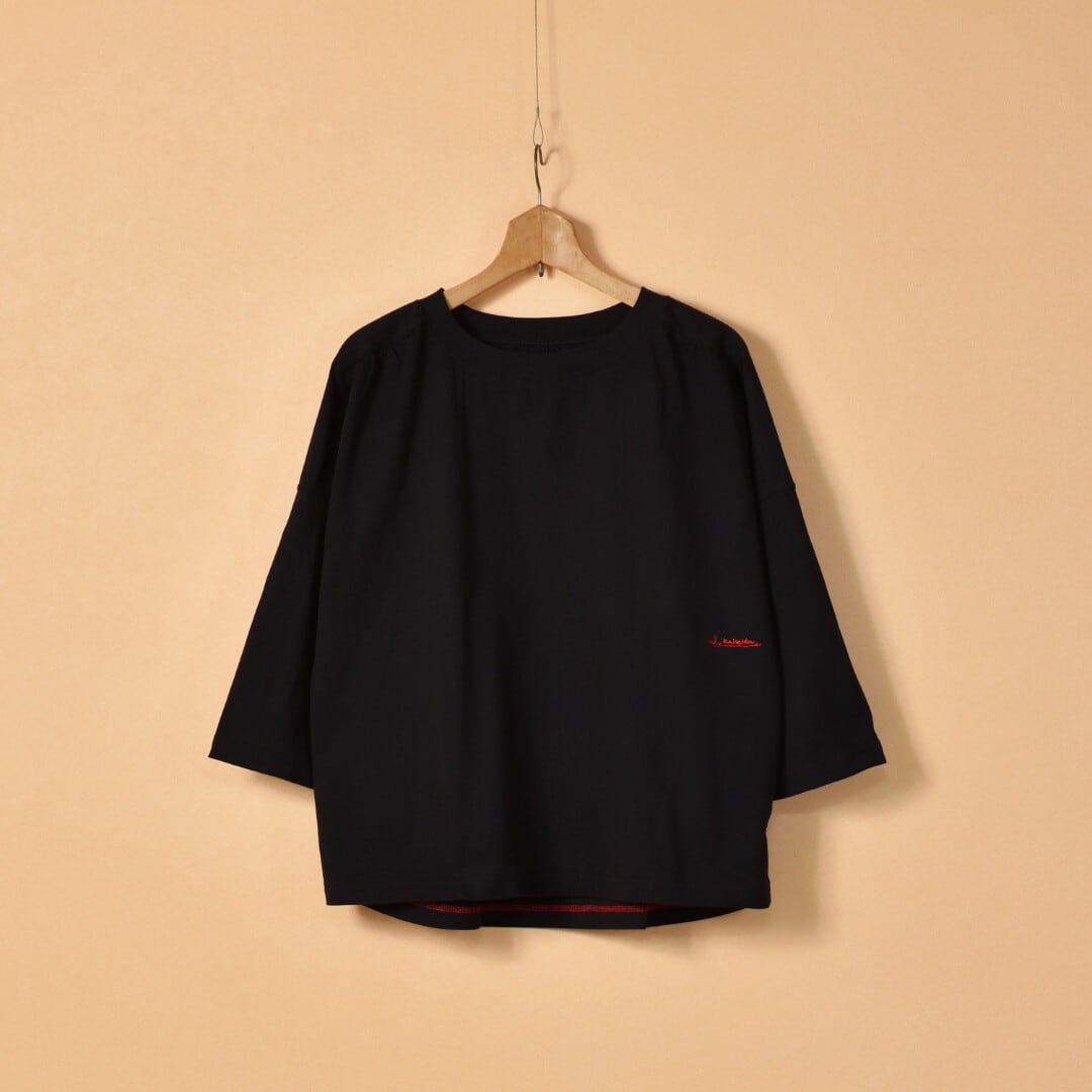 快晴堂 カイセイドウ Girl's 肩ギャザー7分袖Tシャツ・ブラック