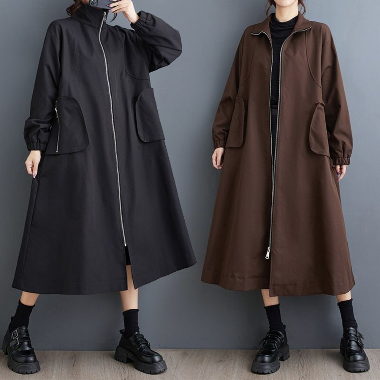 ジップ ポケット トレンチコート  60063