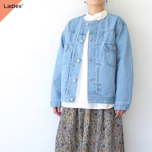 【NEW】 sasanqua by trees ノーカラー2ndデニムジャケット No collar 2nd denim jacket　（Ice bleach）