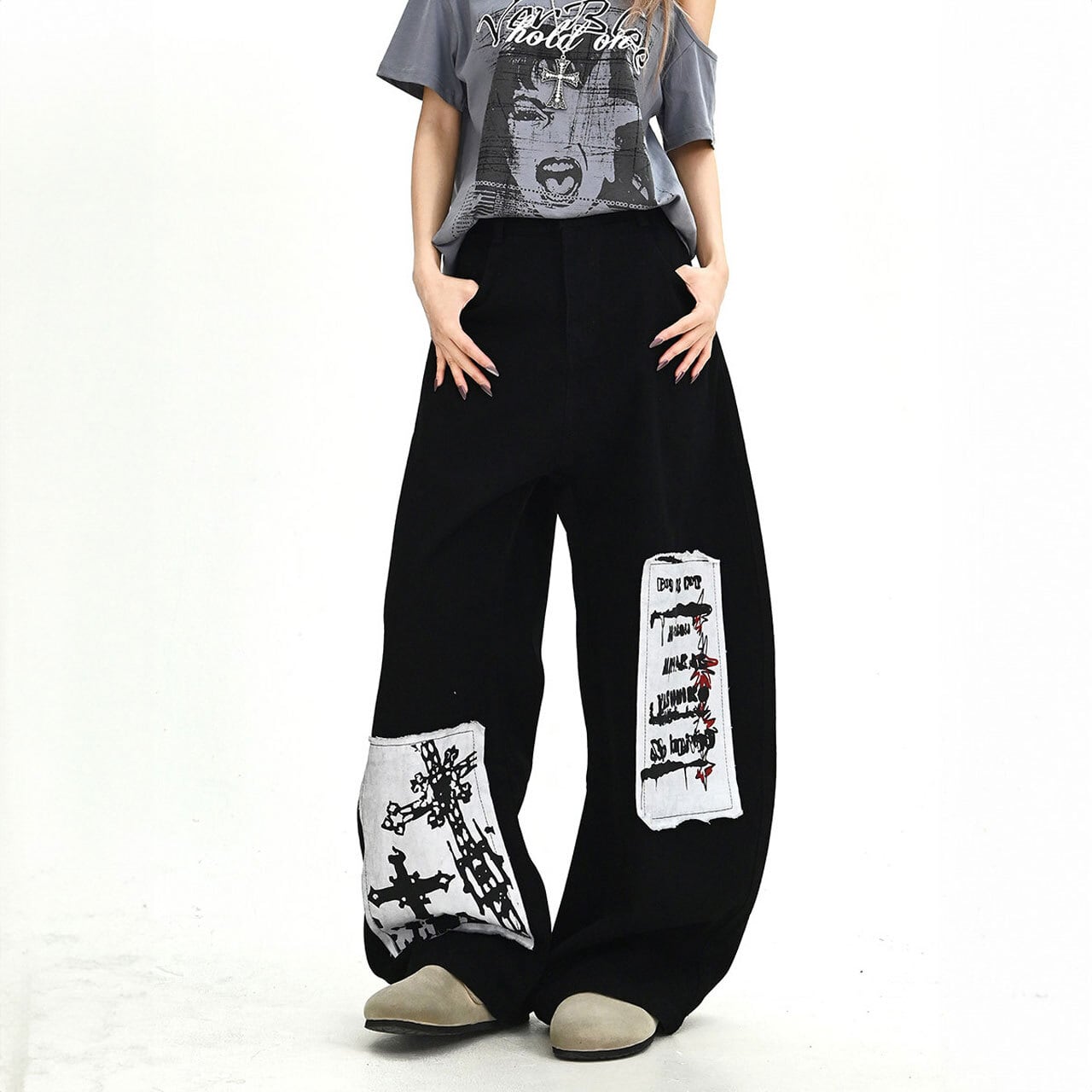 グラフィックパッチボリュームシルエットパンツ 1col R02432