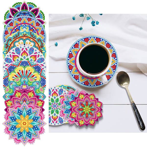 コースター 制作キット ダイヤモンドアート 8枚 マンダラ 曼荼羅