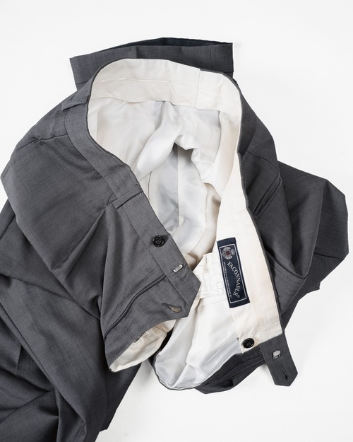 [90's] "FAÇONNABLE" Virgin Wool Mohair 1-Pleat Trousers (Designed by Albert Goldberg/Made in Italy)