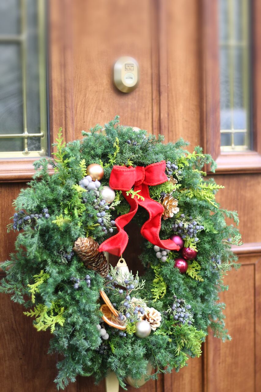 Natural＊ころころミモザとホワイトリース＊ドライフラワーリース