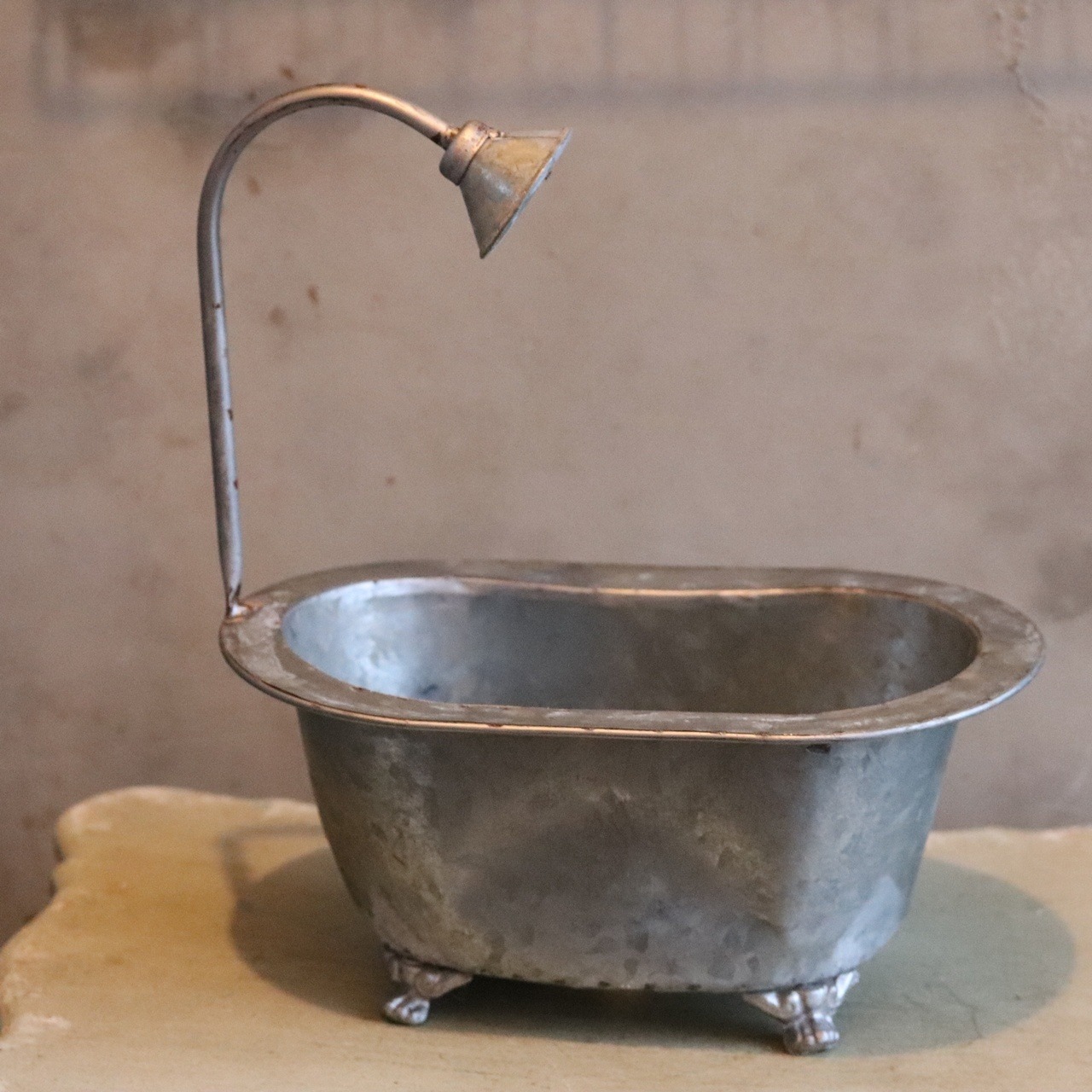 ブリキ植木鉢 　ブリキバスタブポットL　シャビーシック　オシャレ　4066