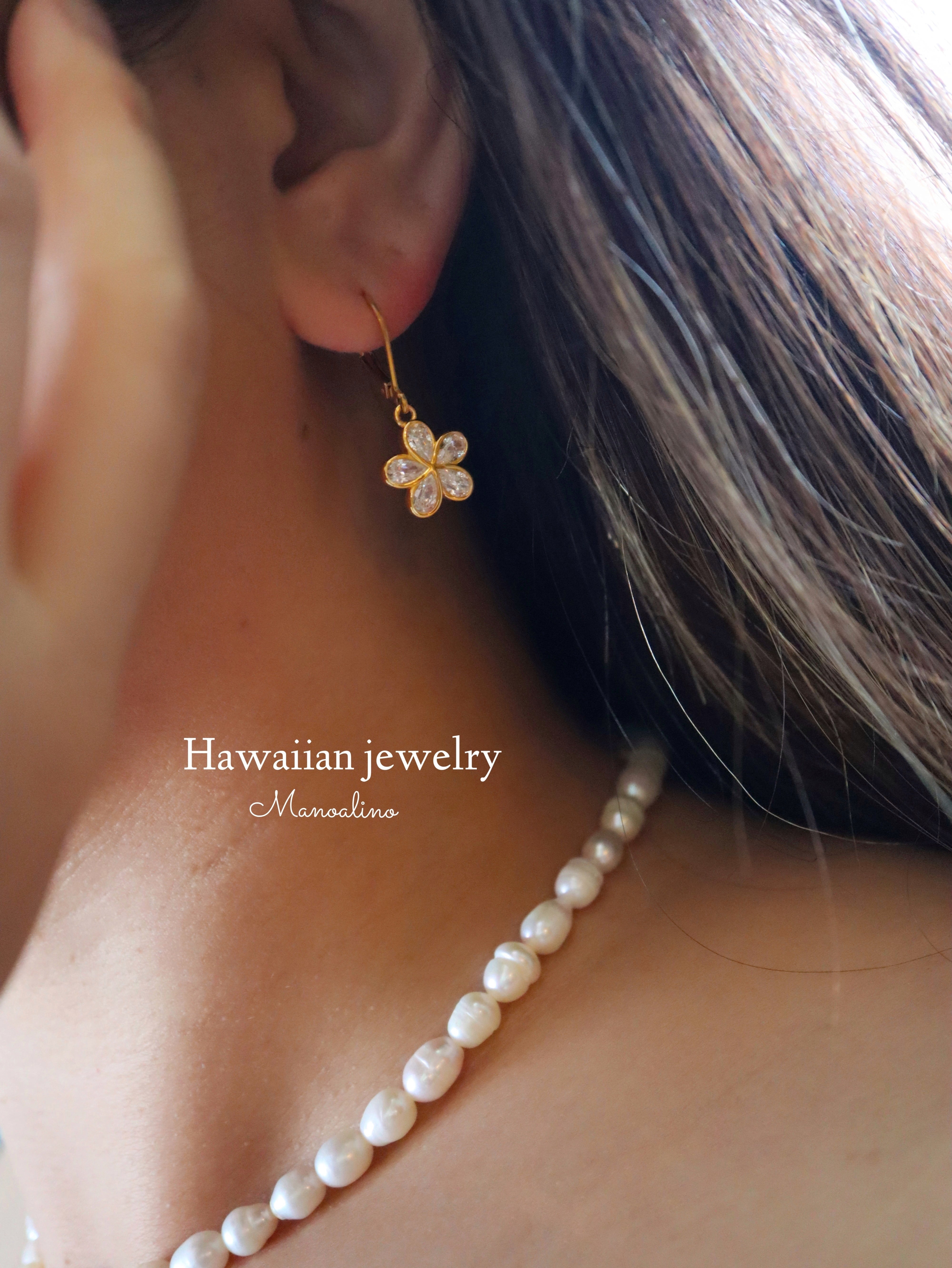 10mm Plumeria 5Arank Zirconia Hawaiianjewelry(10mmハワイアン