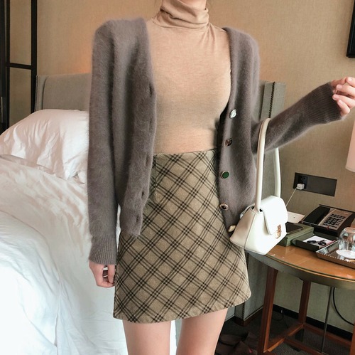 ミニスカート　ミニ丈　チェック柄　Aライン　大人可愛い　秋冬　お出かけ　レディース　BACB0094