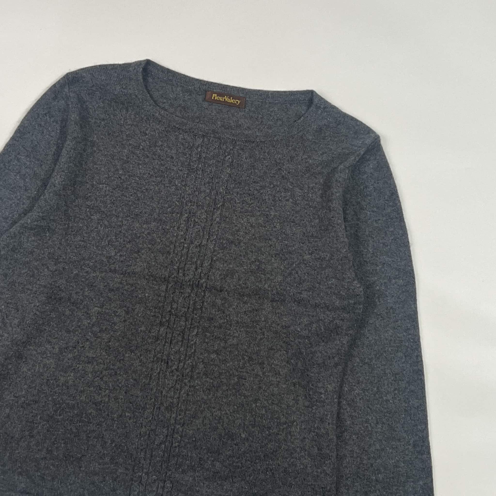 カシミヤ100% FleurValery ケーブル編み ニット セーター M/グレー