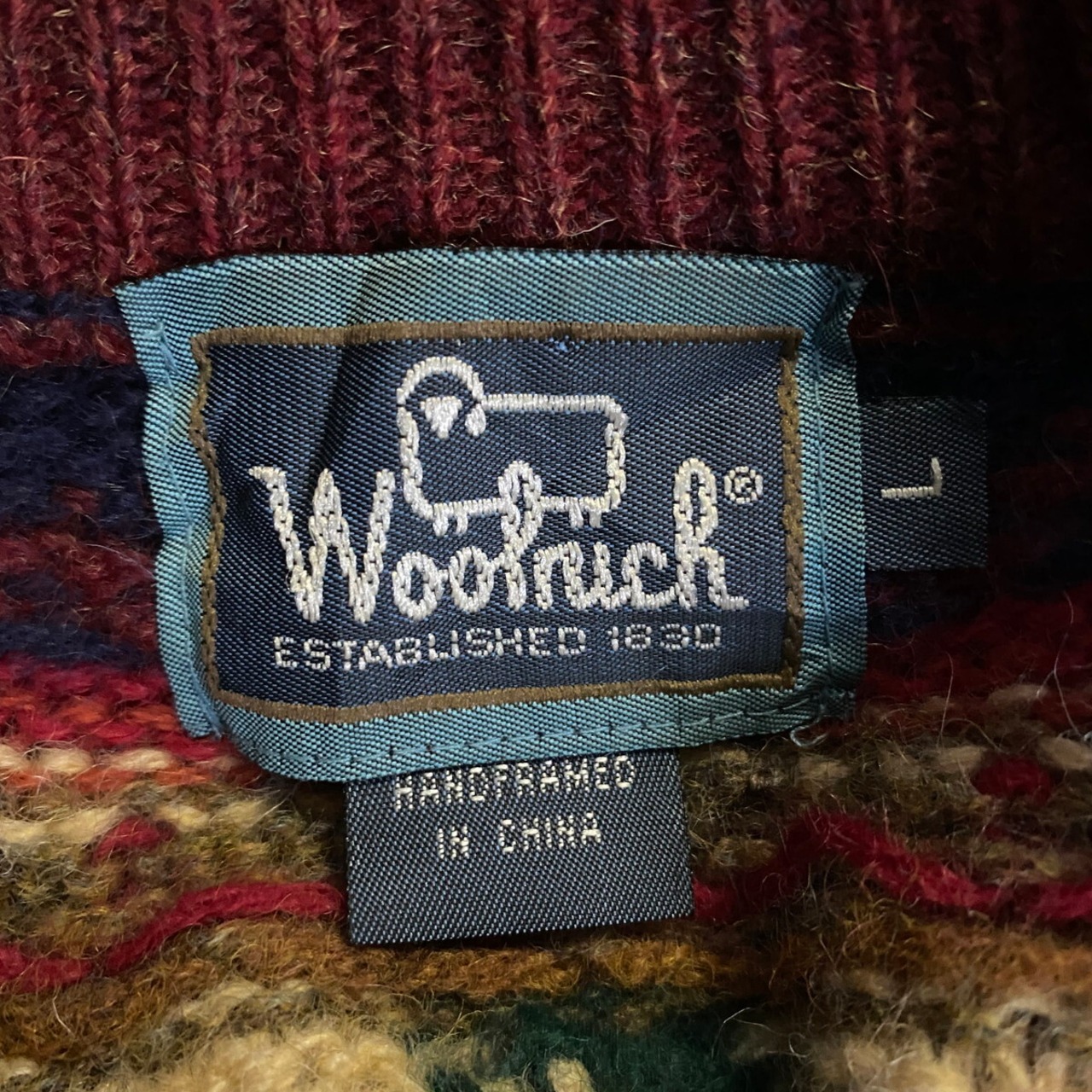 90年代 Woolrich ウールリッチ ネイティブ柄 ウール ハンドニット 