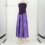 フラダンス 衣装 ALOHA FABRICS アロハファブリック ワンピース ドレス パープル系 モンステラ柄 植物柄 ハワイアンプリント ハワイアン アロハ フラ ダンス レッスン 練習 ハワイアンダンス フレアスカート リボン 紫 青 ブルー系 華やか かわいい おしゃれ 上品 大人っぽい ダンス衣装 練習着 レッスンウェア