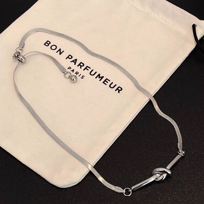 メタルノットデザイン チョーカー ヘリンボーンチェーン ネックレス 1color MZA0043