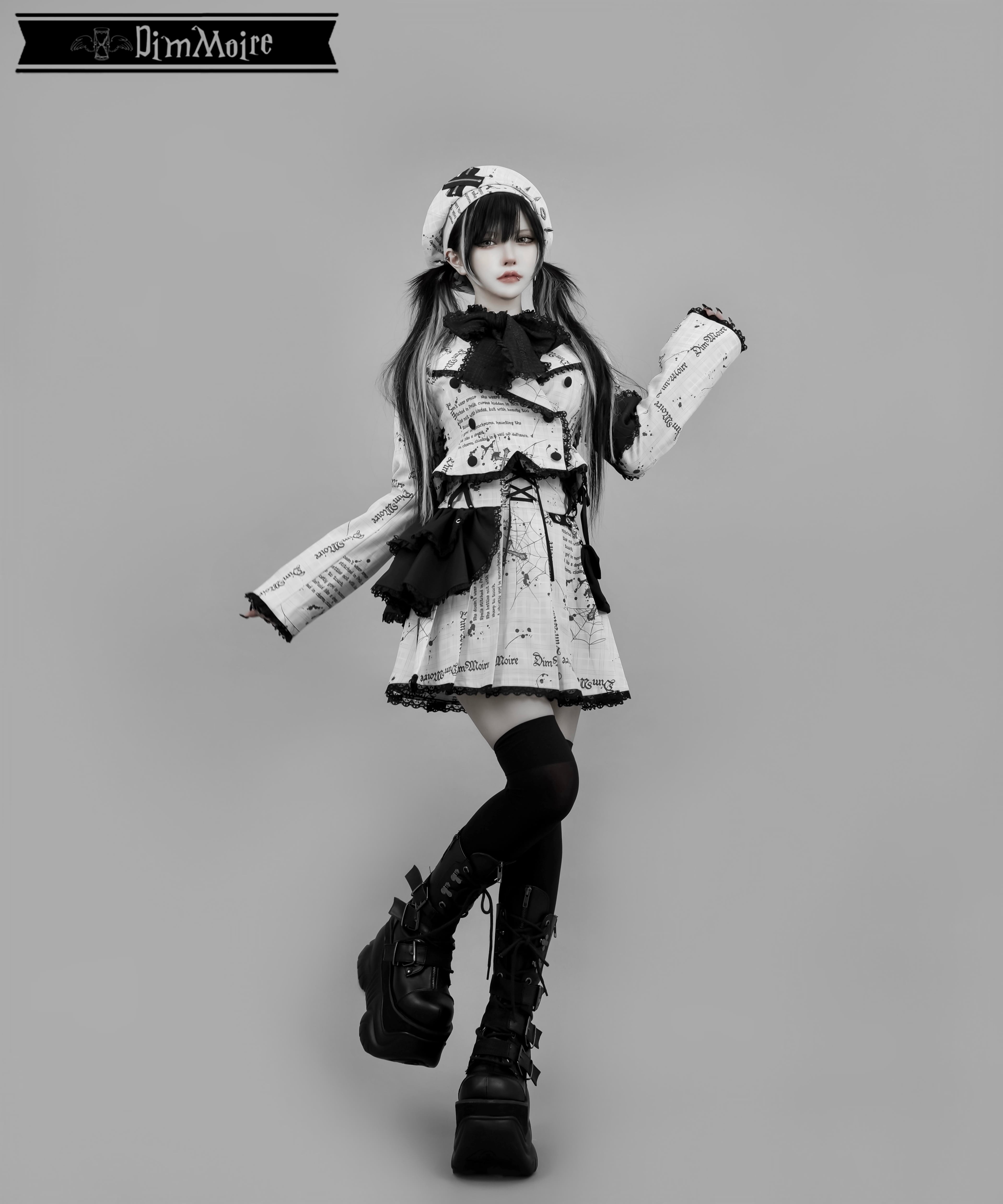 魅了のアシメミニスカート【Whiteチェック】 | DimMoire