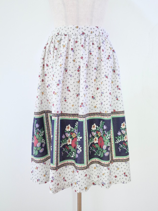 80s Floral Print Long Skirt
