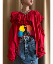 garter belt design red remake long t shirt-4357-9