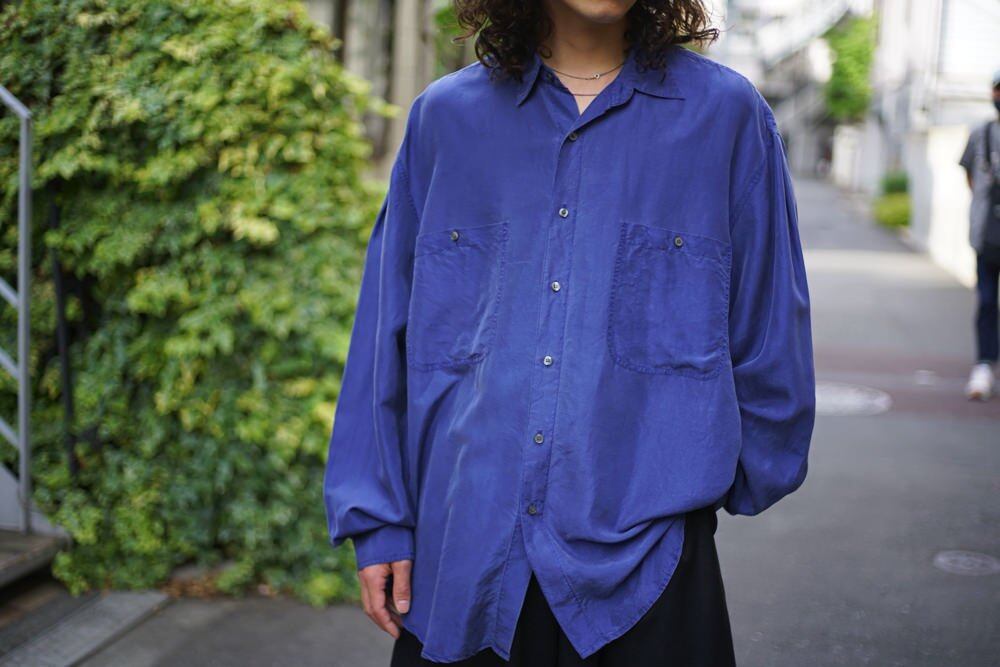 Vintage Big Silhouette L / S Silk Shirt [1980s] [PERRY ELLIS
