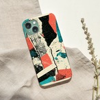 受注生産 iPhoneケース 赤黒グリーンの紙片コラージュ｜ZINE風 ZINE060A