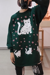 Cat & heart print sweatshirt